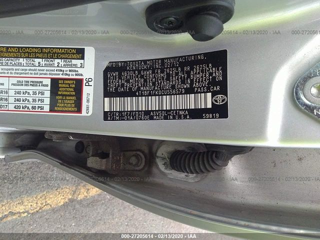 4T1BF1FK0CU556579 - 2012 TOYOTA CAMRY SE/LE/XLE Silver photo 9