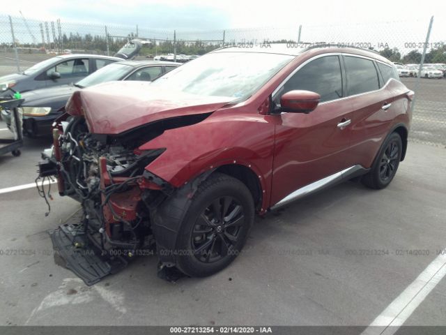 5N1AZ2MG6HN143736 - 2017 NISSAN MURANO S/SL/SV/PLATINUM Burgundy photo 2