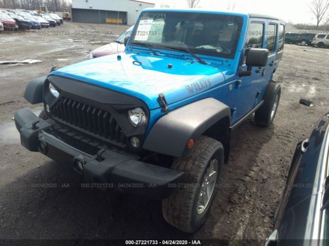 1C4BJWDG9FL588147 - 2015 JEEP WRANGLER UNLIMITE SPORT Blue photo 2