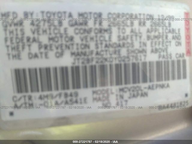 JT2BF22K0Y0257617 - 2000 TOYOTA CAMRY CE/LE/XLE Gold photo 9