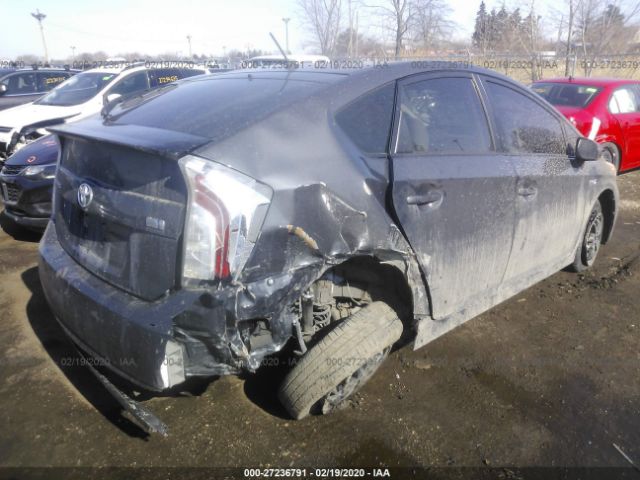 JTDKN3DU8D1714371 - 2013 TOYOTA PRIUS  Gray photo 4