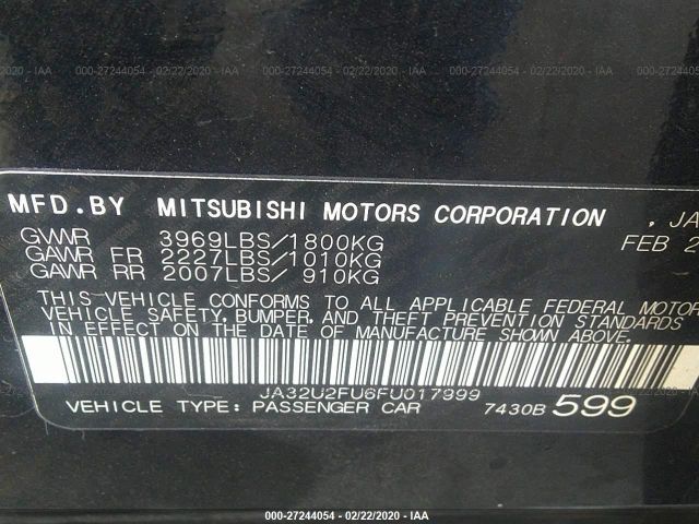 JA32U2FU6FU017999 - 2015 MITSUBISHI LANCER ES Black photo 9