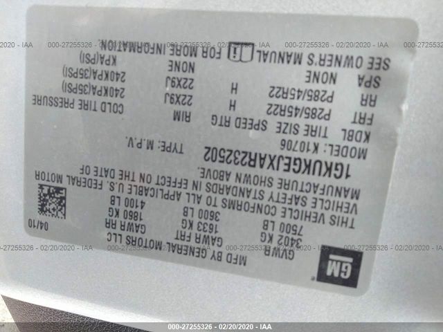 1GKUKGEJXAR232502 - 2010 GMC YUKON DENALI HYBRID Silver photo 9