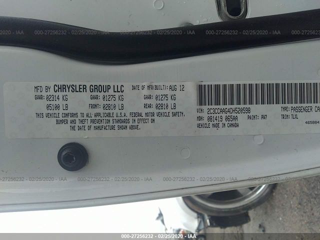 2C3CCAAG4DH520598 - 2013 CHRYSLER 300  White photo 9