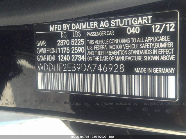 WDDHF2EB9DA746928 - 2013 MERCEDES-BENZ E 350 BLUETEC Black photo 9