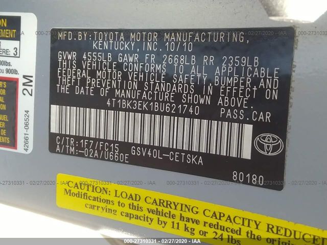 4T1BK3EK1BU621740 - 2011 TOYOTA CAMRY SE/LE/XLE Silver photo 9