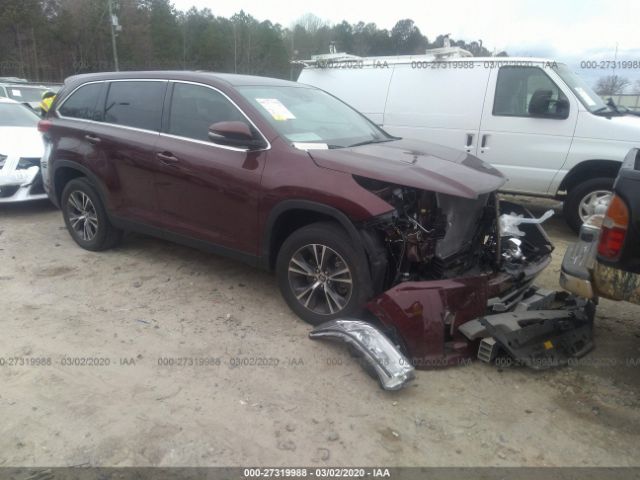 5TDZARFH9KS044018 - 2019 TOYOTA HIGHLANDER LE Purple photo 1