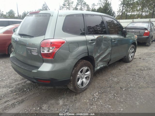 JF2SJAAC0FH452983 - 2015 SUBARU FORESTER 2.5I Green photo 4