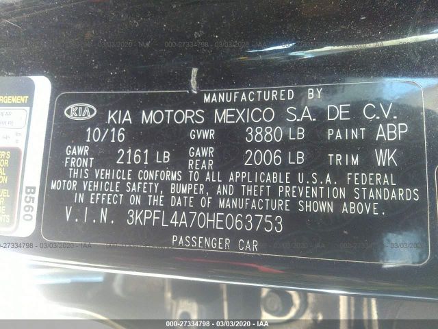 3KPFL4A70HE063753 - 2017 KIA FORTE LX/S Black photo 9