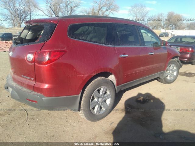 1GNKRGED0CJ365822 - 2012 CHEVROLET TRAVERSE LT Red photo 4