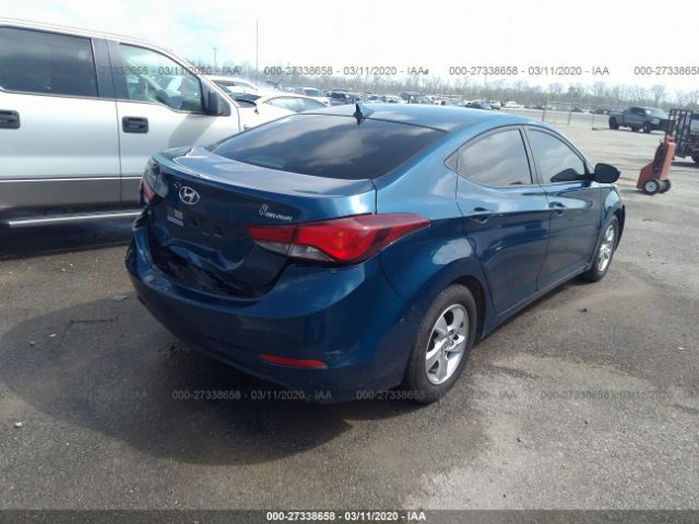 KMHDH4AEXEU067647 - 2014 HYUNDAI ELANTRA SE/SPORT/LIMITED Blue photo 4