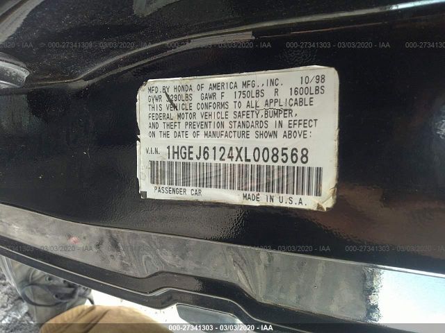 1HGEJ6124XL008568 - 1999 HONDA CIVIC DX Black photo 9