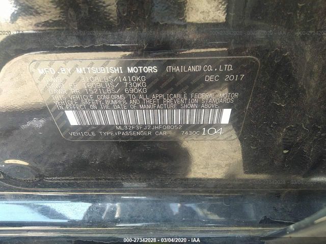 ML32F3FJ2JHF08052 - 2018 MITSUBISHI MIRAGE G4 ES Черный фото 9