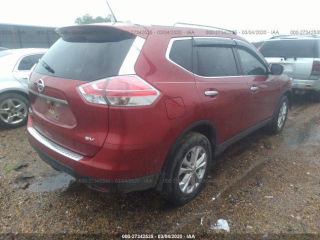 KNMAT2MTXGP735601 - 2016 NISSAN ROGUE S/SL/SV Red photo 4