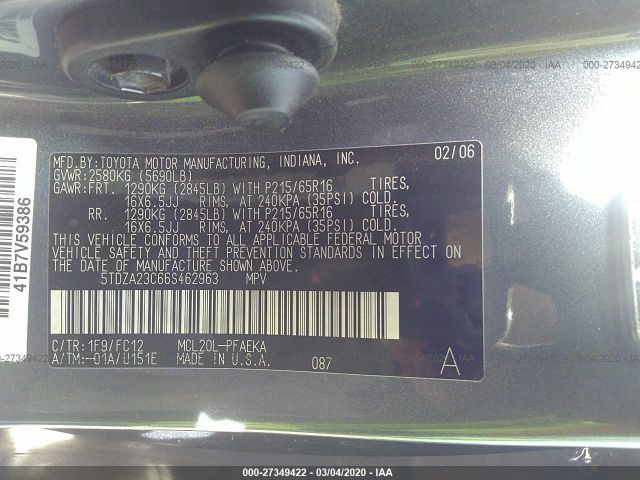 5TDZA23C66S462963 - 2006 TOYOTA SIENNA CE/LE Blue photo 9