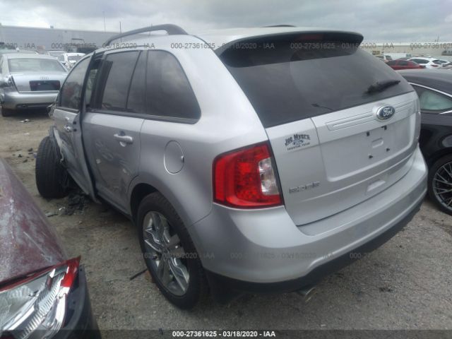 2FMDK3JCXEBB63651 - 2014 FORD EDGE SEL Silver photo 3