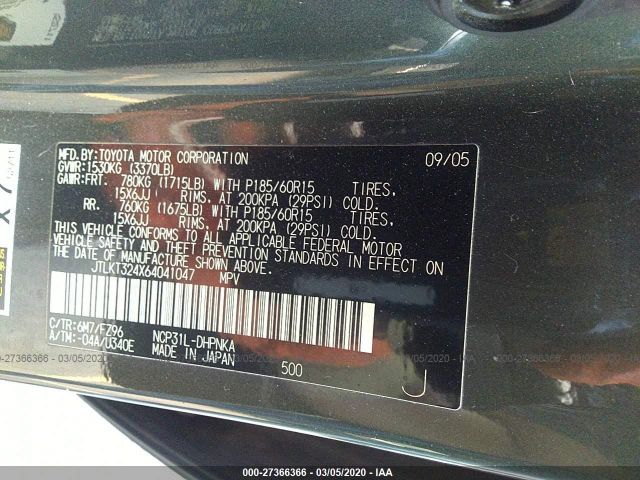 JTLKT324X64041047 - 2006 TOYOTA SCION XB Grau Foto 9