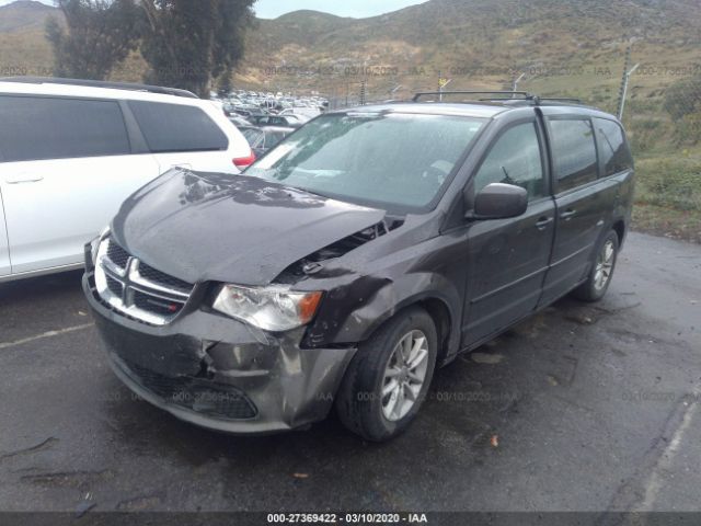 2C4RDGCG1GR275504 - 2016 DODGE GRAND CARAVAN SXT Gray photo 2