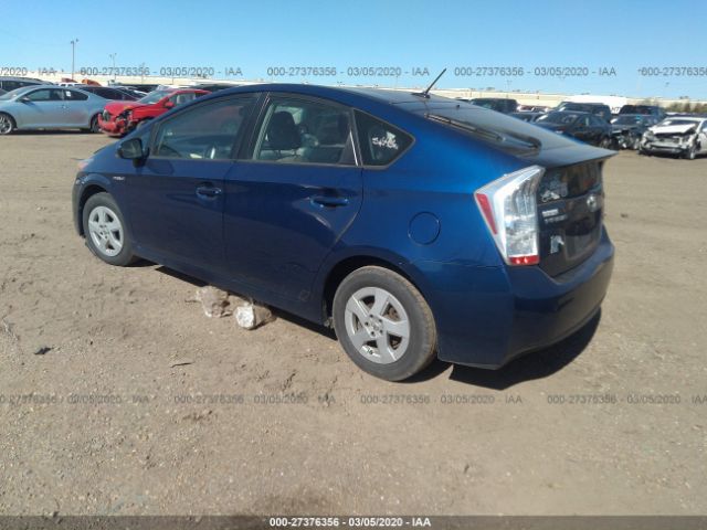 JTDKN3DU2B0324837 - 2011 TOYOTA PRIUS  Blue photo 3