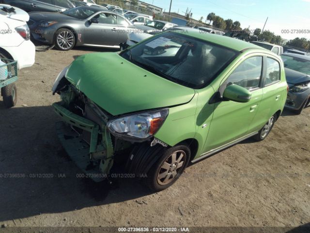 ML32A4HJ5FH009672 - 2015 MITSUBISHI MIRAGE ES Green photo 2