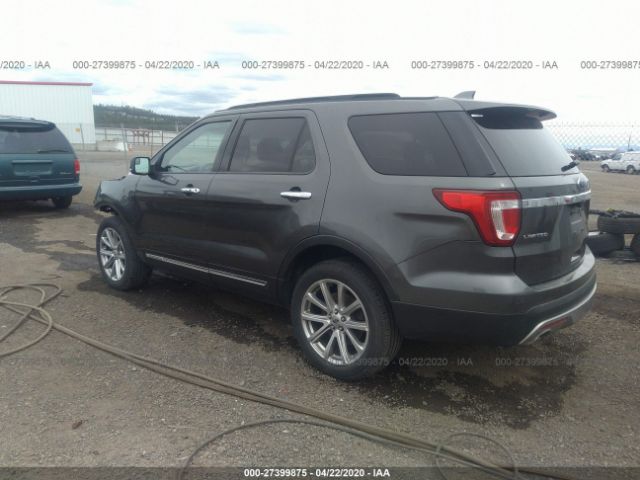 1FM5K8F80HGA23675 - 2017 FORD EXPLORER LIMITED Gray photo 3