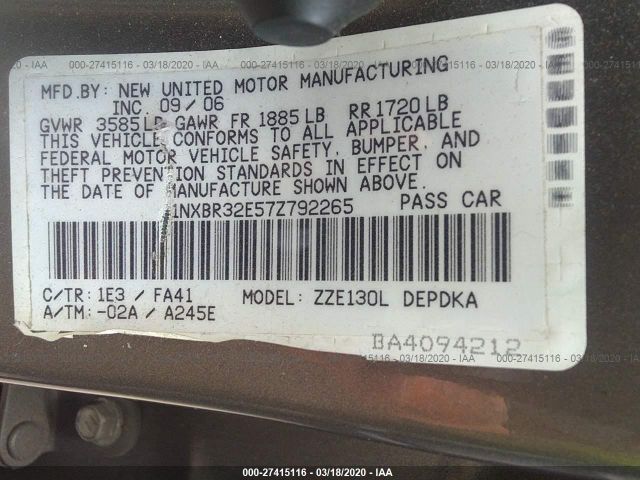 1NXBR32E57Z792265 - 2007 TOYOTA COROLLA CE/LE/S Gray photo 9