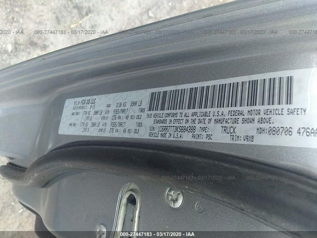 1C6RR7TT3KS684388 - 2019 RAM 1500 CLASSIC SLT Plateado foto 9