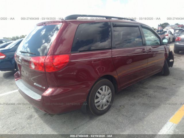 5TDZK23C29S266312 - 2009 TOYOTA SIENNA CE/LE Red photo 4