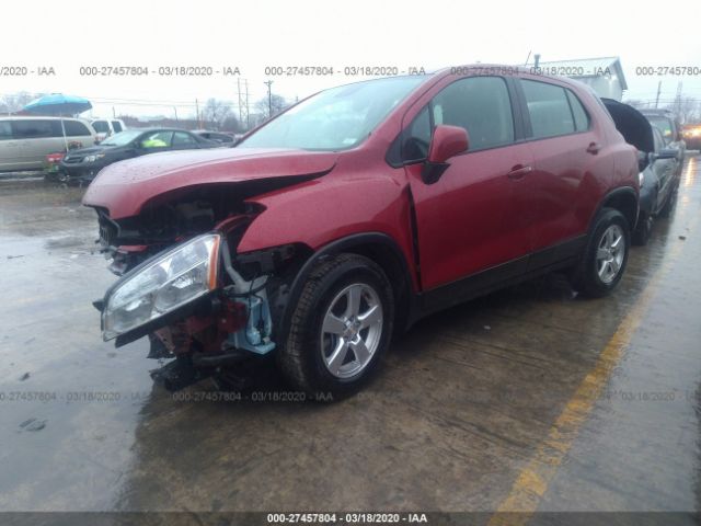 KL7CJPSB1FB214300 - 2015 CHEVROLET TRAX 1LS Red photo 2