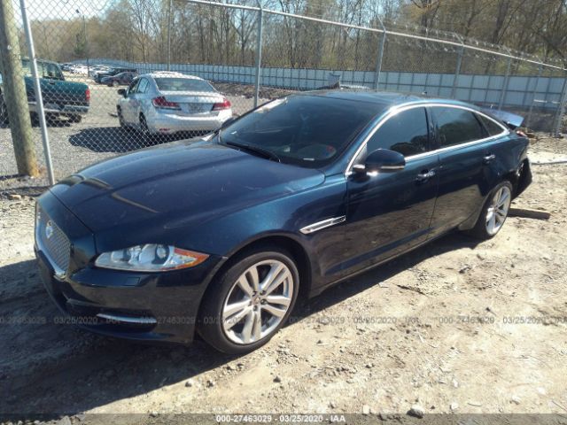 SAJWJ2GD7D8V45682 - 2013 JAGUAR XJL PORTFOLIO Dark Blue photo 2