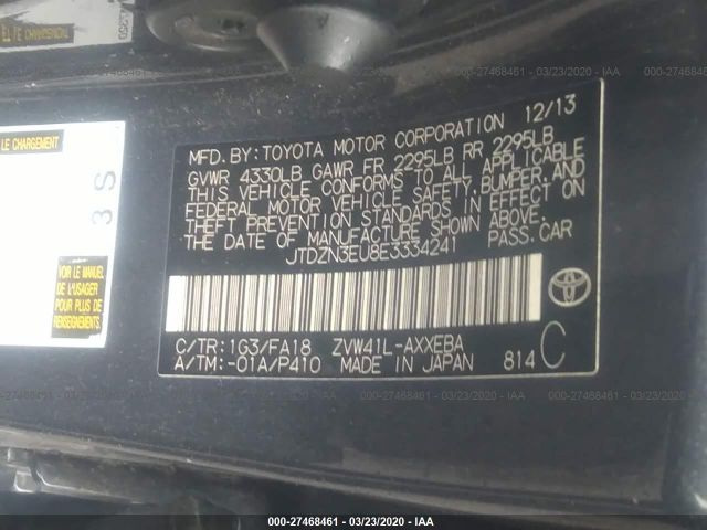 JTDZN3EU8E3334241 - 2014 TOYOTA PRIUS V  Gray photo 9