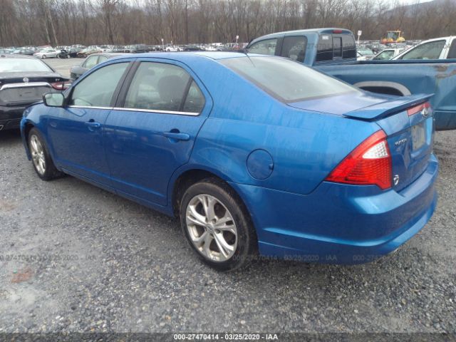 3FAHP0HG9CR356988 - 2012 FORD FUSION SE Blue photo 3