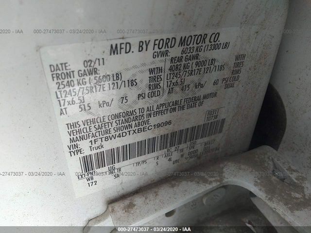 1FT8W4DTXBEC19096 - 2011 FORD F450 SUPER DUTY Unknown photo 9