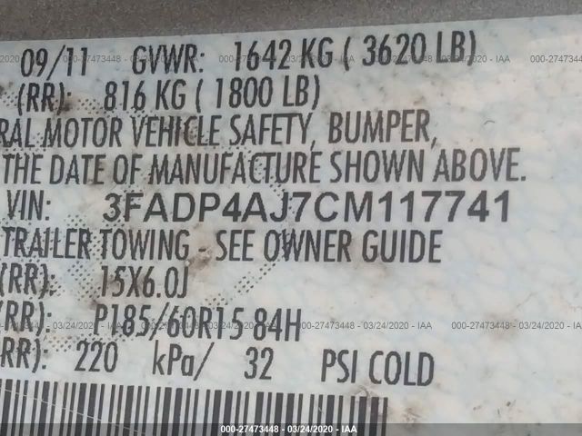 3FADP4AJ7CM117741 - 2012 FORD FIESTA S Silver photo 9