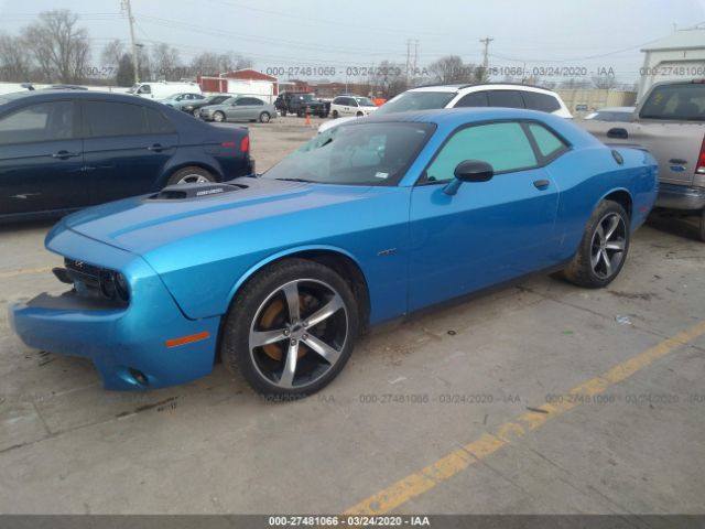 2C3CDZATXFH804684 - 2015 DODGE CHALLENGER SXT Blue photo 2