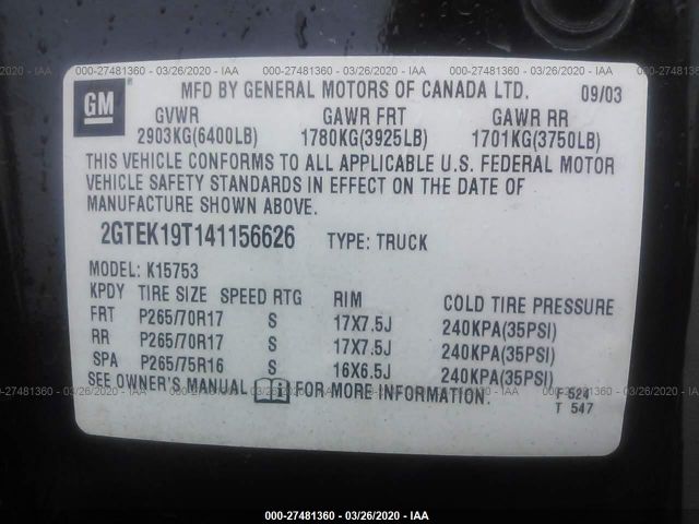 2GTEK19T141156626 - 2004 GMC NEW SIERRA K1500 Black photo 9