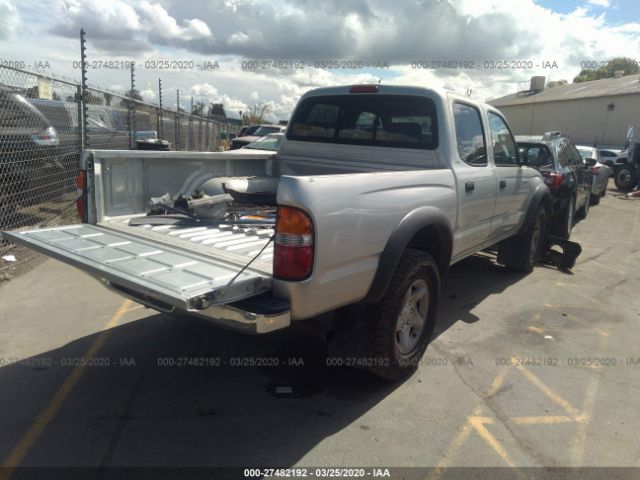 5TEGN92NX1Z737253 - 2001 TOYOTA TACOMA DOUBLE CAB PRERUNNER Silver photo 4