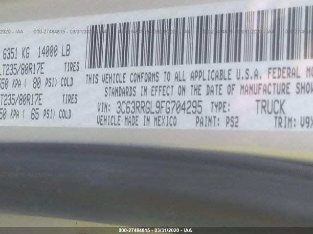 3C63RRGL9FG704295 - 2015 RAM 3500 ST Silver photo 9