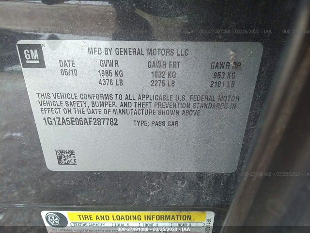 1G1ZA5E06AF287782 - 2010 CHEVROLET MALIBU LS Gray photo 9