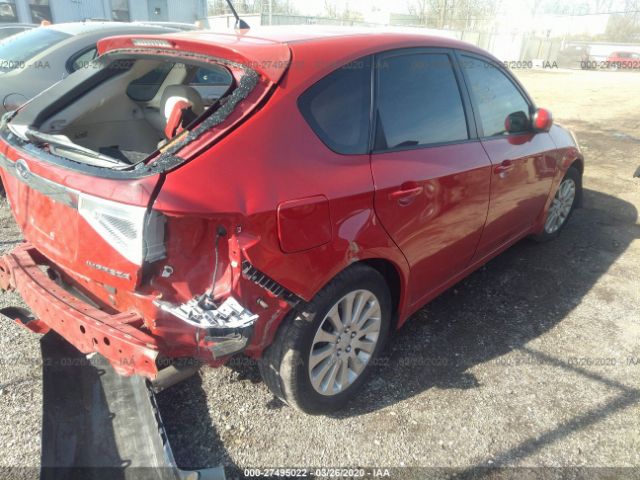 JF1GH61688H823470 - 2008 SUBARU IMPREZA 2.5I Red photo 4