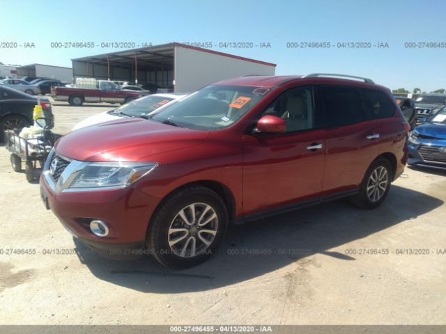 5N1AR2MN3GC634368 - 2016 NISSAN PATHFINDER S/SV/SL/PLATINUM Red photo 2