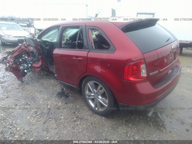 2FMDK3JC4DBA94664 - 2013 FORD EDGE SEL Burgundy photo 3