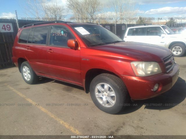 JTEHF21A920063388 - 2002 TOYOTA HIGHLANDER LIMITED Red photo 1