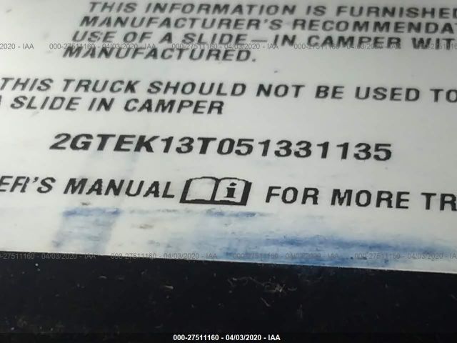 2GTEK13T051331135 - 2005 GMC NEW SIERRA K1500 White photo 9