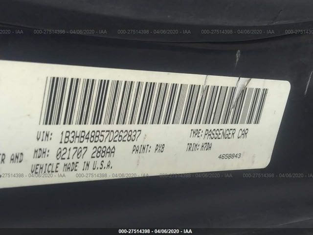 1B3HB48B57D262837 - 2007 DODGE CALIBER SXT Black photo 9