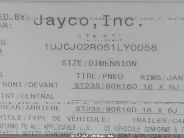 1UJCJ02R051LY0058 - 2005 JAYCO JAY FLIGHT  White photo 9