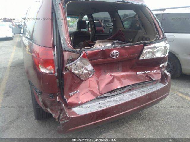 5TDZA23C26S401710 - 2006 TOYOTA SIENNA CE/LE Red photo 6