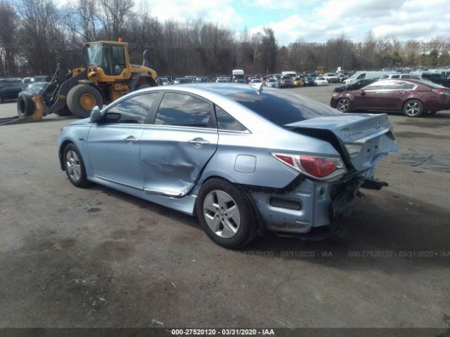 KMHEC4A48BA005297 - 2011 HYUNDAI SONATA HYBRID Light Blue photo 3