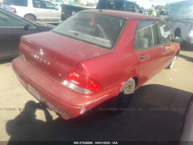 JA3AJ26E92U012741 - 2002 MITSUBISHI LANCER ES Red photo 4