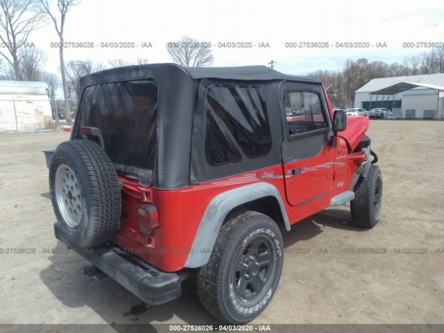 1J4FY29P5WP707328 - 1998 JEEP WRANGLER / TJ SE Red photo 4